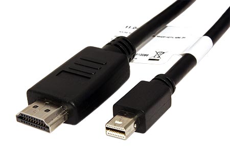 DisplayPort - HDMI kabel, miniDP(M) -> HDMI M, 1m