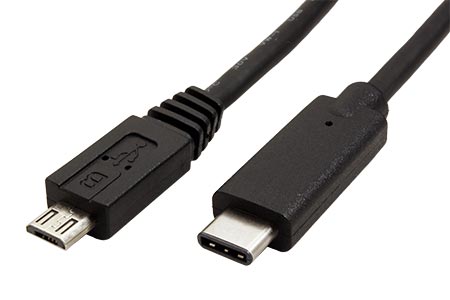 USB 2.0 kabel microUSB B(M) - USB C(M), 1m, černý