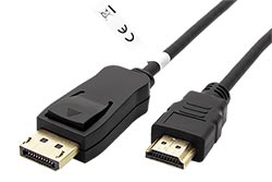 DisplayPort - HDMI kabel, DP(M) ->  HDMI M, 4K@30Hz, zlacené konektory, 2m
