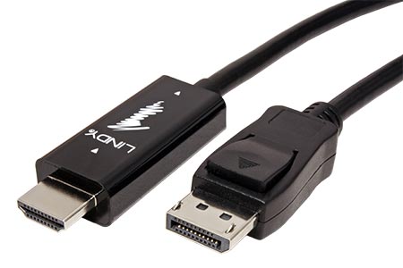 HDMI -> DisplayPort kabel, HDMI A(M) -> DP(M), 4K@30Hz, 1m