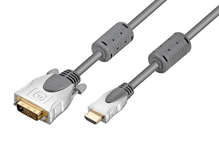 HQ DVI-HDMI kabel, DVI-D(M) - HDMI M, s ferity, 10m, zlacené konektory