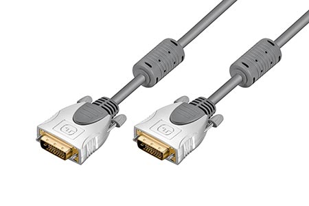 HQ DVI kabel, DVI-D(M) - DVI-D(M), dual link, s ferity, 5m, zlacené konektory