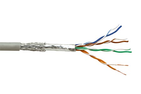 Kabel SFTP kulatý, kat. 5e, Eca, 100m, drát, CCA