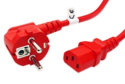 Kabel síťový, CEE 7/7(M) - IEC320 C13, 3m, 3x 1mm2, červený