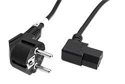 Kabel síťový, CEE 7/7(M) - IEC320 C13 lomený vlevo, 0,5m, černý