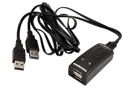 KM přepínač (USB klávesnice a myš) 2:1, USB, integrované kabely