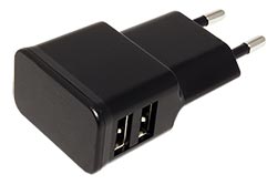 Napájecí adaptér síťový (230V) - 2x USB, 2,4A, černý
