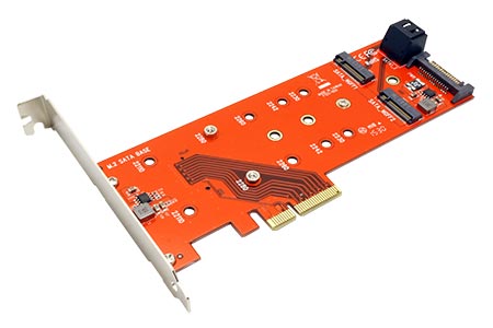 PCI Express karta -> 2x M.2 (key-B) + 1x M.2 (key-M), 110mm