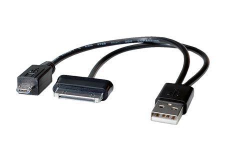 Redukce napájecí USB A(M)-> Samsung GALAXY Tab + microUSB B(M) 0,15m