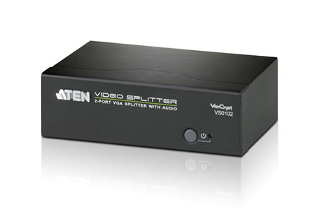 Rozbočovač VGA + audio na 2 monitory, RS232, 450MHz (VS0102)