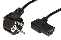STANDARD Kabel síťový, CEE 7/7(M) - IEC320 C13, 90°, 1,8m, černý