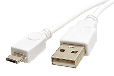 USB 2.0 kabel USB A(M) - microUSB B(M), kroucený, bílý